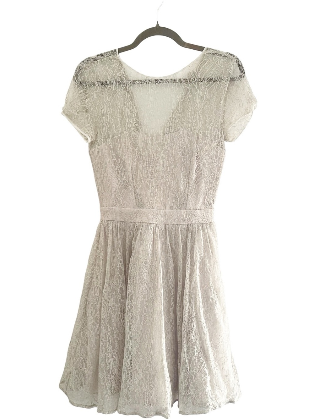 Reiss Opie taupe  Lace Fit & Flare Dress Size 2 Wedding Bridal Cocktail